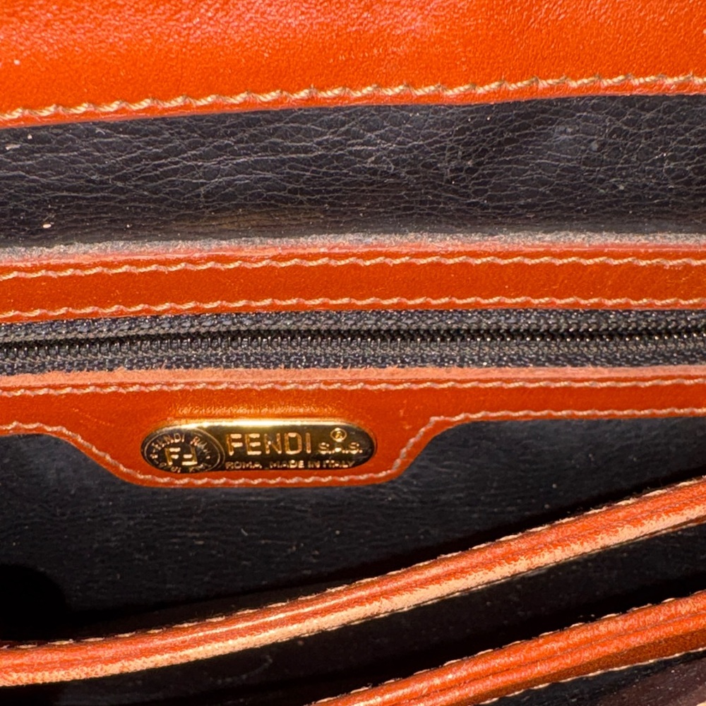 Fendi Black and Chestnut brown Leather Men’s Crossbody Bag AUTHENTIC VINTAGE - Picture 2 of 7